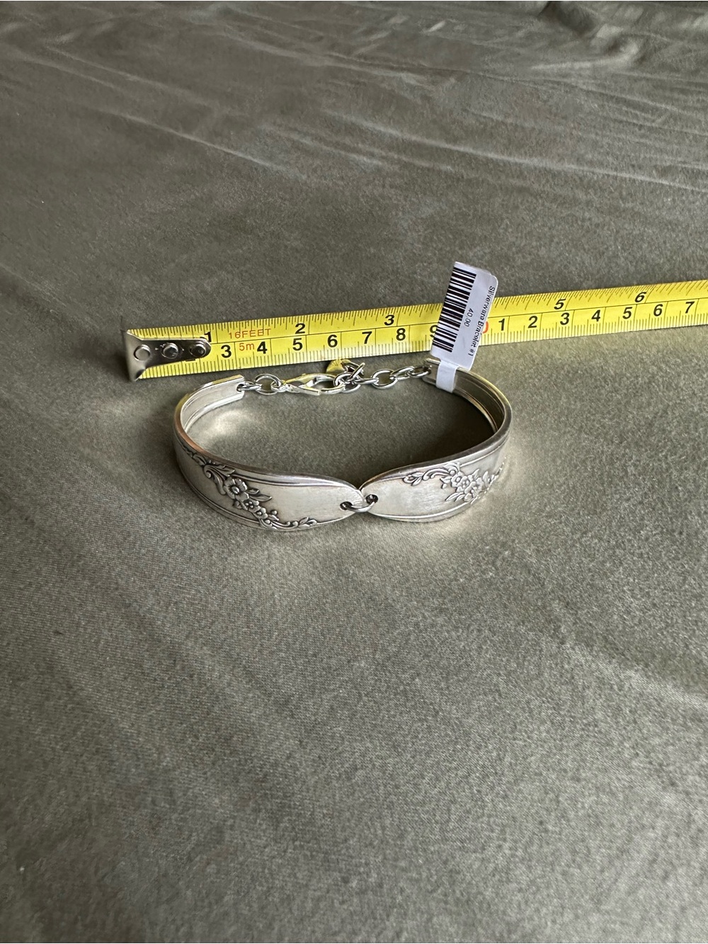 Silver Floral Spoon Bracelet with Chain Extender